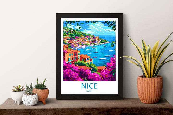 Nice Travel Print France Wall Art French Riviera Poster Coastal Decor Gift for Beach Lover Mediterranean Landscape Art