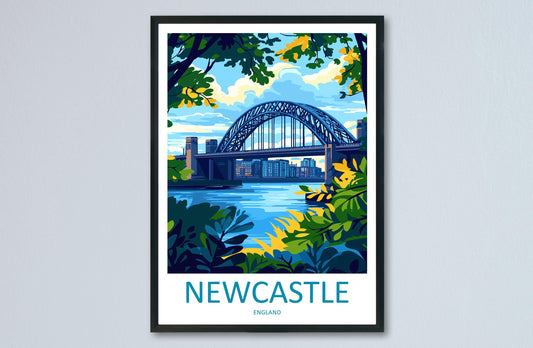 Newcastle Travel Print UK Wall Art Newcastle City Poster Tyne Bridge Decor Gift for England Lover Urban Landscape Art Print