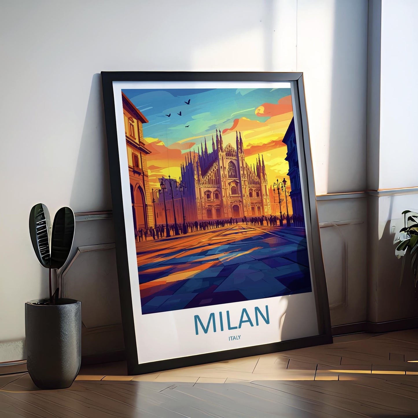 Milan Travel Print Italy Wall Art Milan City Poster Duomo Decor Gift for Fashion Lover Italian Architecture Art Print