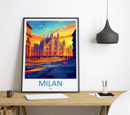 Milan Travel Print Italy Wall Art Milan City Poster Duomo Decor Gift for Fashion Lover Italian Architecture Art Print