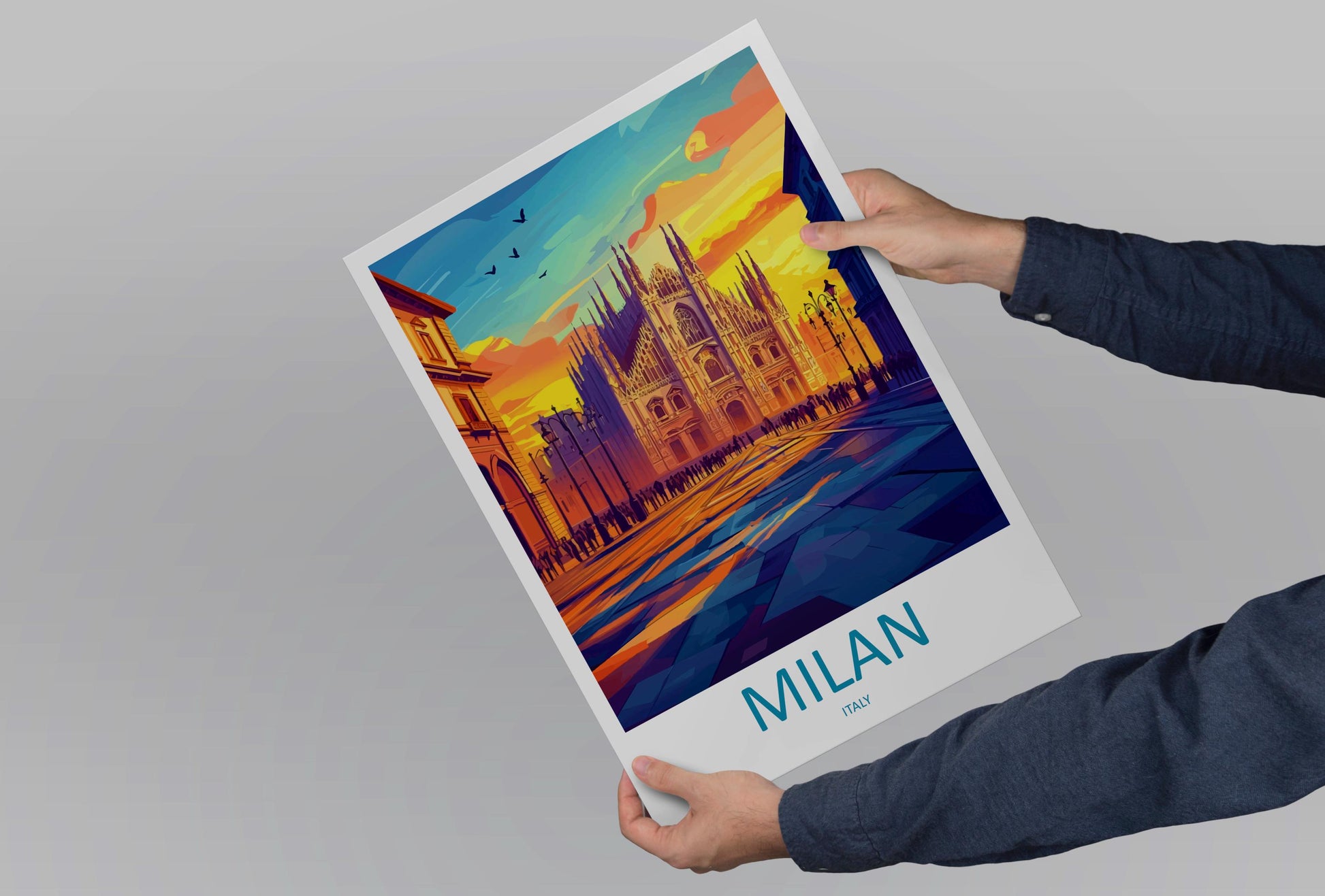 Milan Travel Print Italy Wall Art Milan City Poster Duomo Decor Gift for Fashion Lover Italian Architecture Art Print