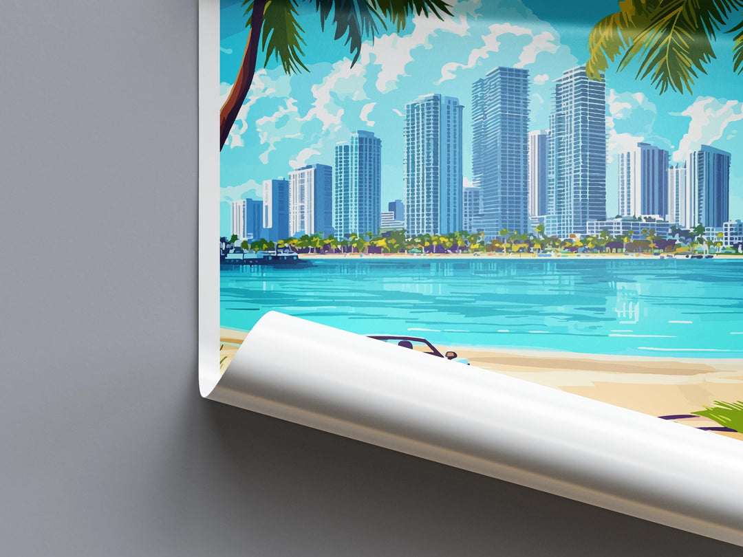 Miami Travel Print Florida Wall Art Miami City Poster Beach Decor Gift for Sunshine Lover Art Deco Architecture Art Print