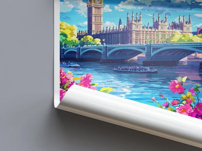 London Travel Print UK Wall Art London City Poster British Decor Gift for City Lover Big Ben Architecture Skyline Art Print