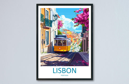 Lisbon Travel Print Portugal Wall Art Lisbon City Poster Coastal Decor Gift for Europe Lover Tile Architecture Art Print