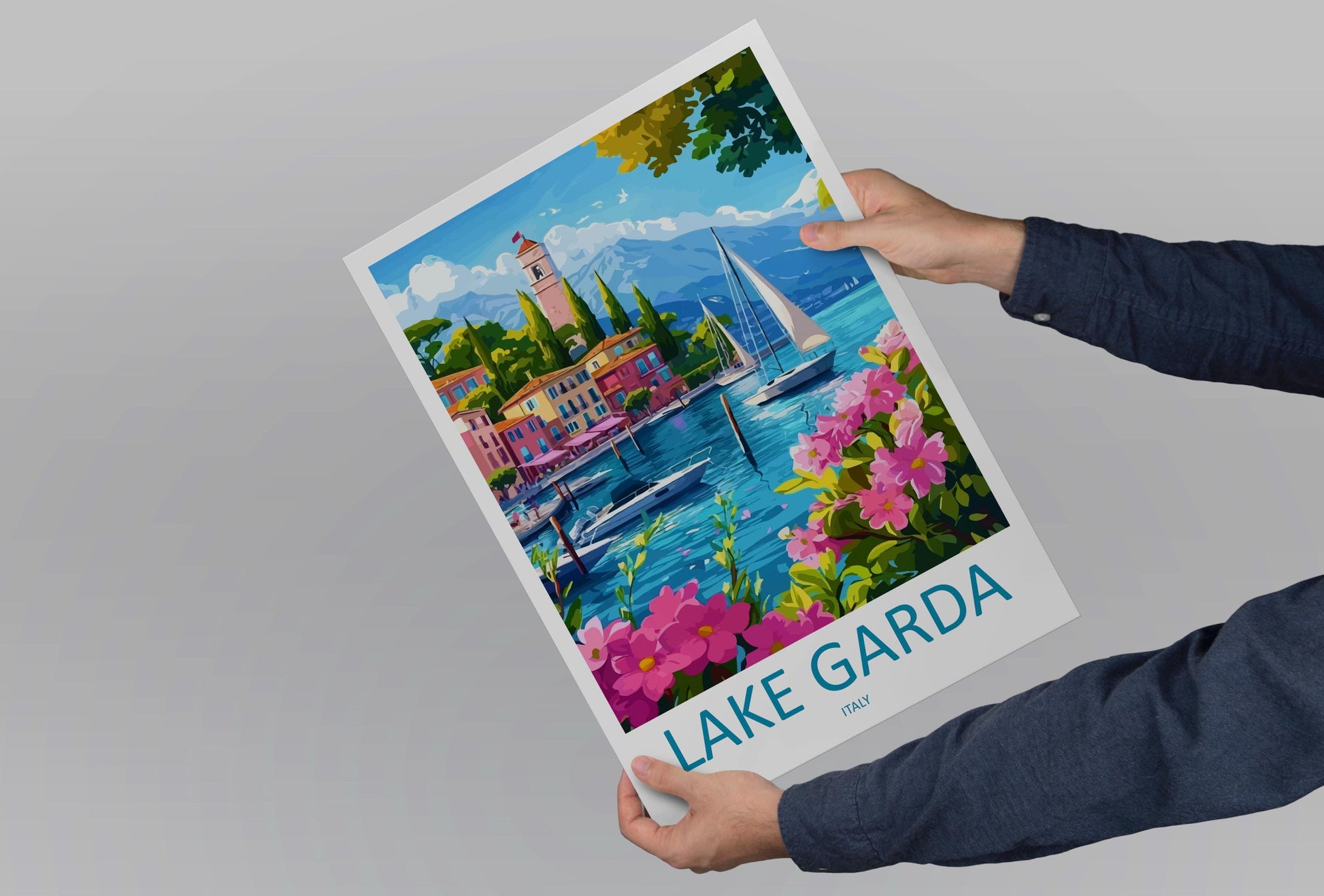 Lake Garda Travel Print Italy Wall Art Italian Lake Poster Scenic Decor Gift for Nature Lover Mountain Landscape Art Print