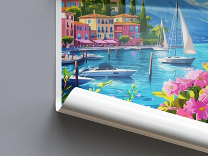 Lake Garda Travel Print Italy Wall Art Italian Lake Poster Scenic Decor Gift for Nature Lover Mountain Landscape Art Print