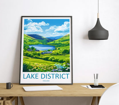 Lake District Travel Print UK Wall Art England Landscape Poster Nature Decor Gift for Hiker Lover British Countryside Art Print