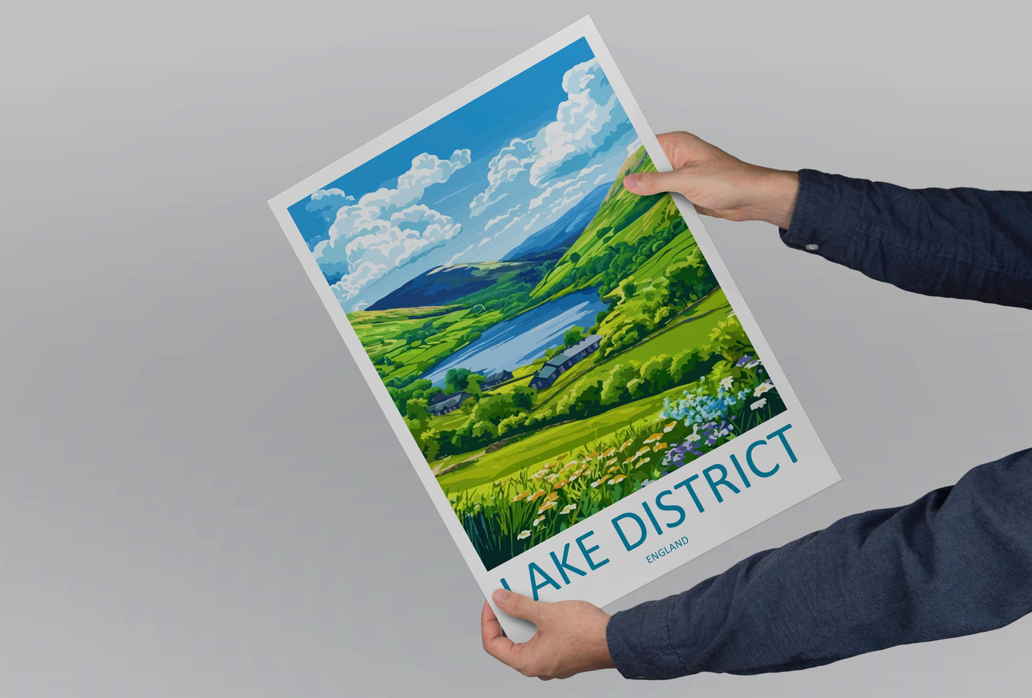 Lake District Travel Print UK Wall Art England Landscape Poster Nature Decor Gift for Hiker Lover British Countryside Art Print
