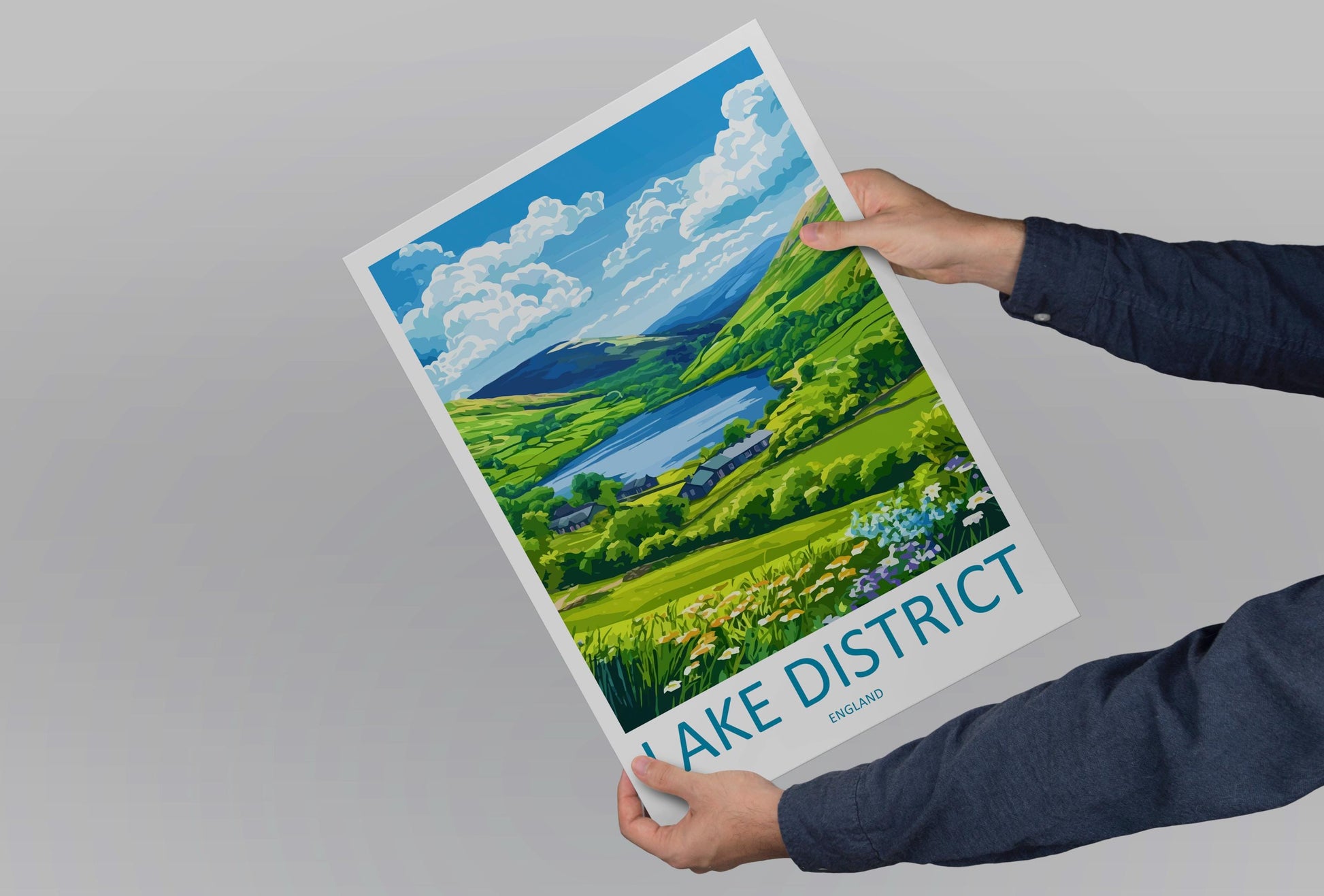Lake District Travel Print UK Wall Art England Landscape Poster Nature Decor Gift for Hiker Lover British Countryside Art Print