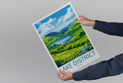 Lake District Travel Print UK Wall Art England Landscape Poster Nature Decor Gift for Hiker Lover British Countryside Art Print