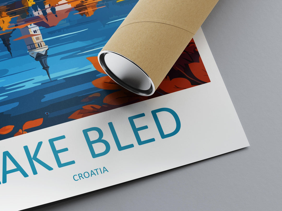 Lake Bled Travel Print Slovenia Wall Art Alpine Lake Poster Scenic Decor Gift for Nature Lover European Landscape Art Print