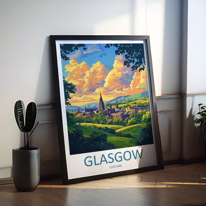 Glasgow Travel Print Scotland Wall Art City Poster Urban Decor Gift for Culture Lover Scottish Architecture Art Print