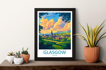Glasgow Travel Print Scotland Wall Art City Poster Urban Decor Gift for Culture Lover Scottish Architecture Art Print