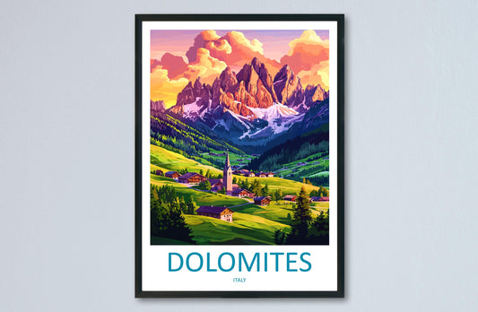 Dolomites Travel Print Italy Wall Art Mountain Landscape Poster Alpine Decor Gift for Nature Lover Scenic Hiking Art Print