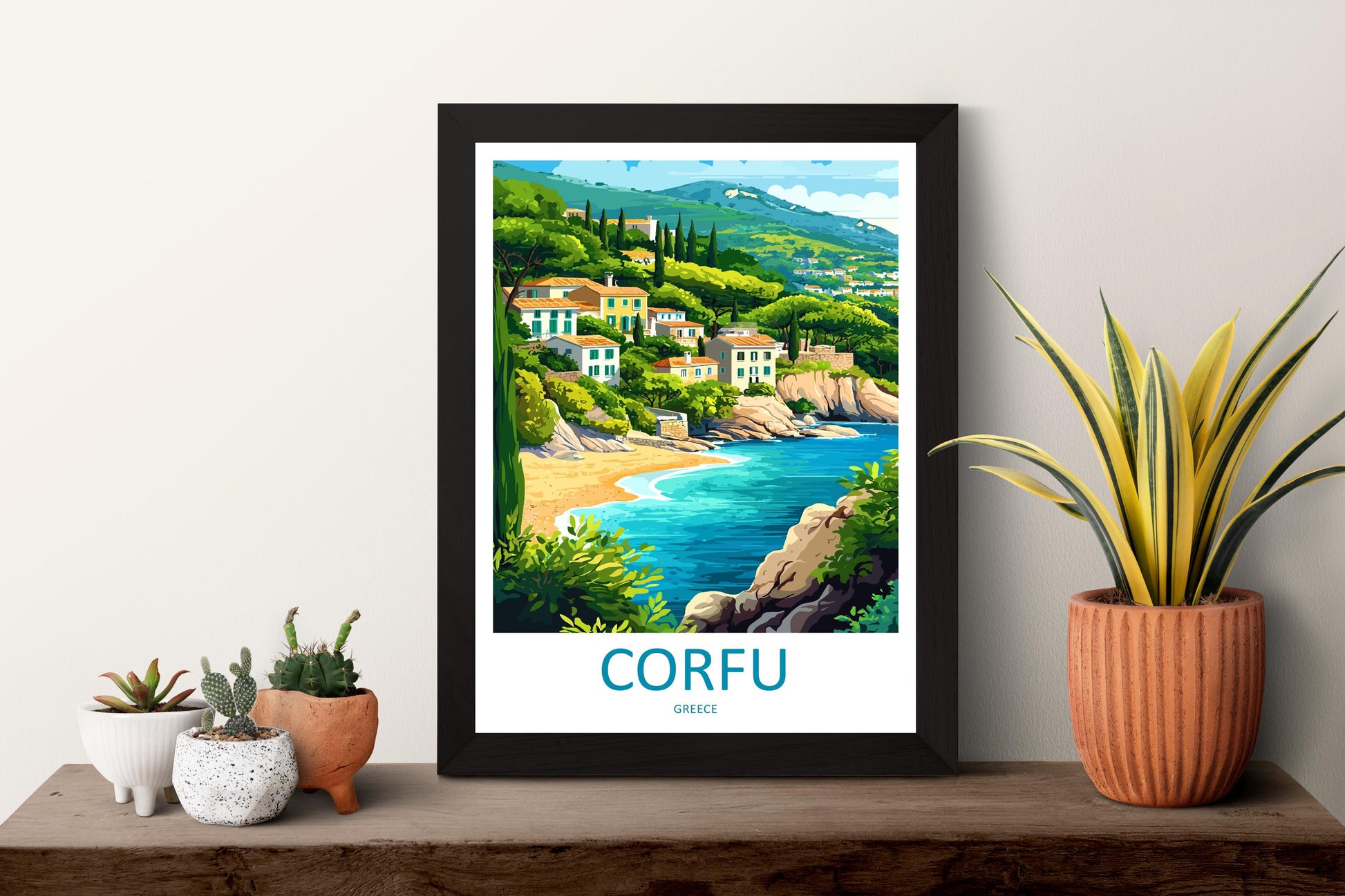 Corfu Travel Print Greece Wall Art Island Landscape Poster Coastal Decor Gift for Beach Lover Mediterranean Nature Art Print