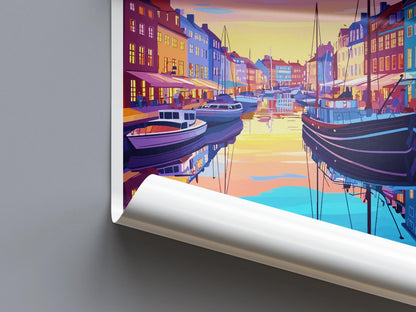 Copenhagen Travel Print Denmark Wall Art City Poster Scandinavian Decor Gift for Nordic Lover Urban Landscape Art Print