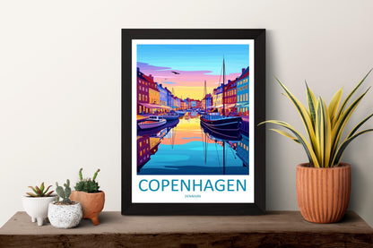 Copenhagen Travel Print Denmark Wall Art City Poster Scandinavian Decor Gift for Nordic Lover Urban Landscape Art Print