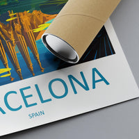 Barcelona Travel Print Spain Wall Art Cityscape Poster Gaudí Decor Gift for Architecture Lover Mediterranean Landscape Art