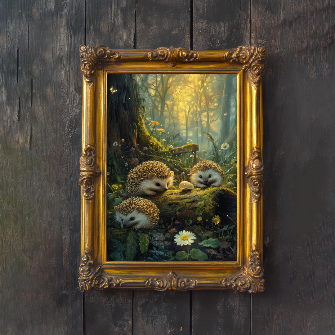 Hedgehog Cottagecore Print | Vintage Woodland Animal Art