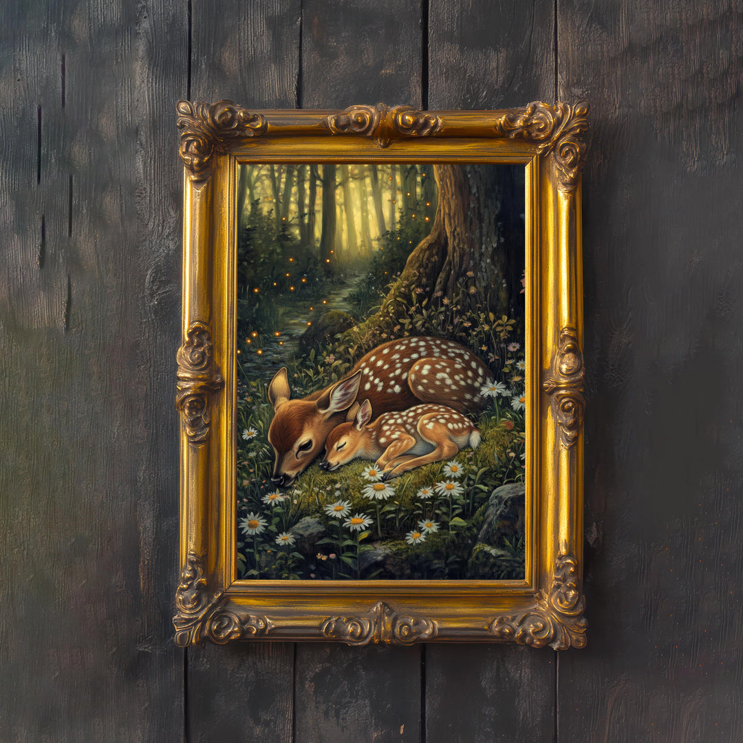 Vintage Deer Print: Cottagecore Woodland Animal Art