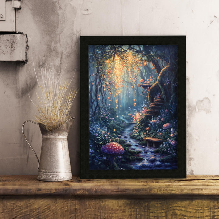 Fairy Garden Print, Vintage Fantasy Cottagecore Wall Art