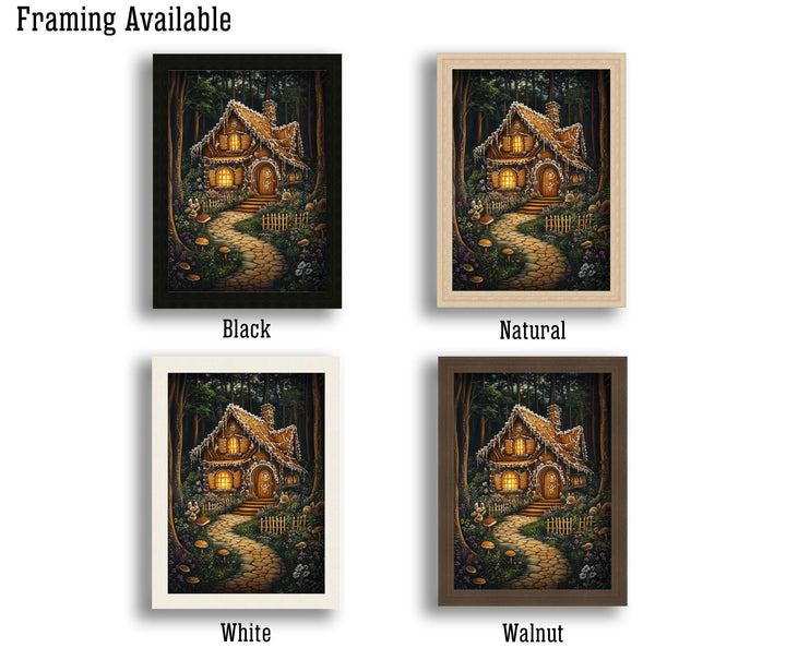 Gingerbread House Print, Vintage Fairy Tale Cottagecore Decor