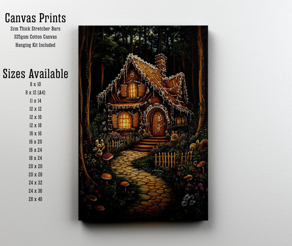 Gingerbread House Print, Vintage Fairy Tale Cottagecore Decor
