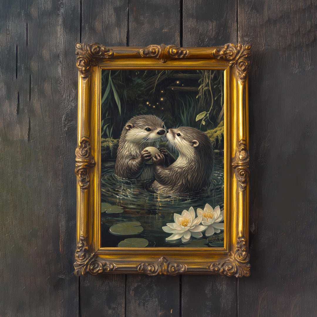Vintage Otter Print, Cottagecore Woodland Animal Art