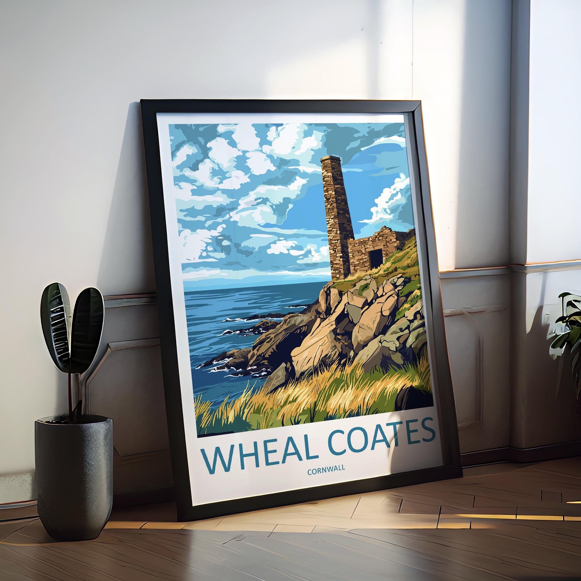 Wheal Coates Travel Print Cornwall Wall Art Tin Mine Poster Coastal Decor Gift for History Lover Cliffside Landscape