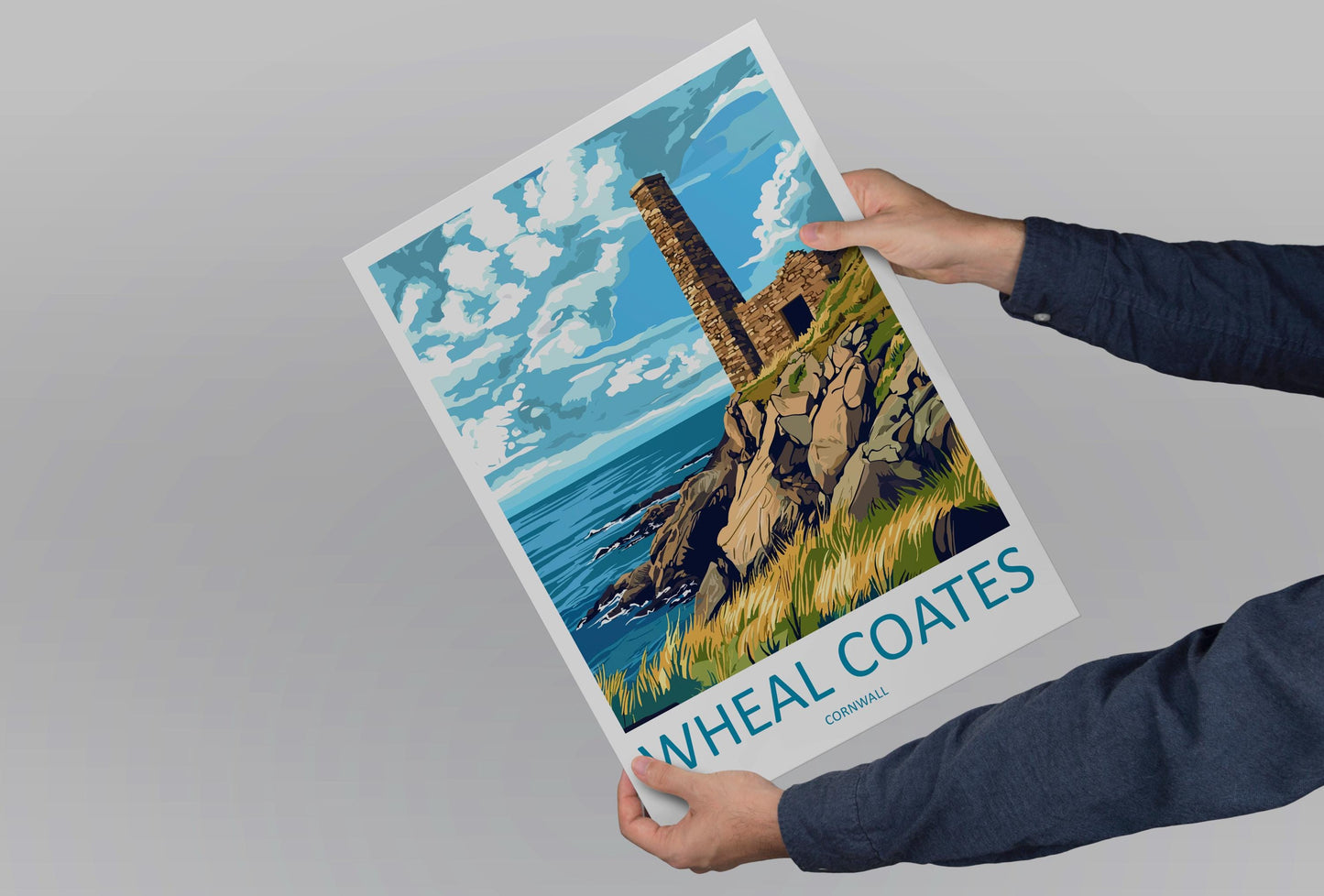 Wheal Coates Travel Print Cornwall Wall Art Tin Mine Poster Coastal Decor Gift for History Lover Cliffside Landscape
