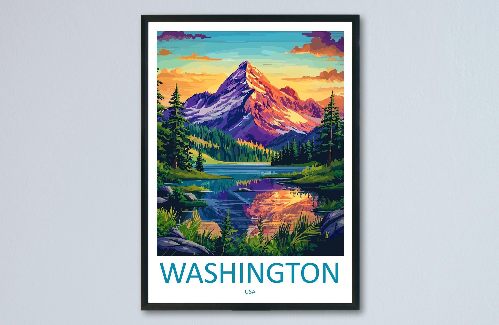 Washington Travel Print USA Wall Art Cityscape Poster Monument Decor Gift for History Lover National Mall Landscape Art Print