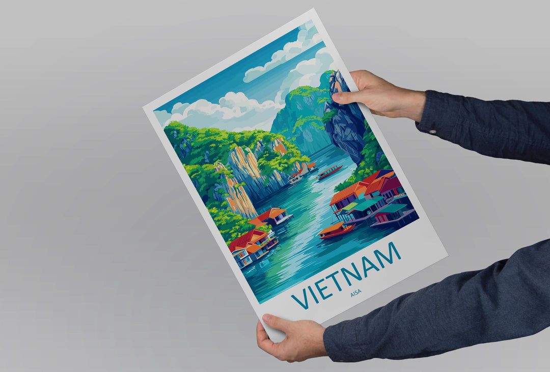 Vietnam Travel Print Southeast Asia Wall Art Landscape Poster Cultural Decor Gift for Adventure Lover Scenic Nature Art