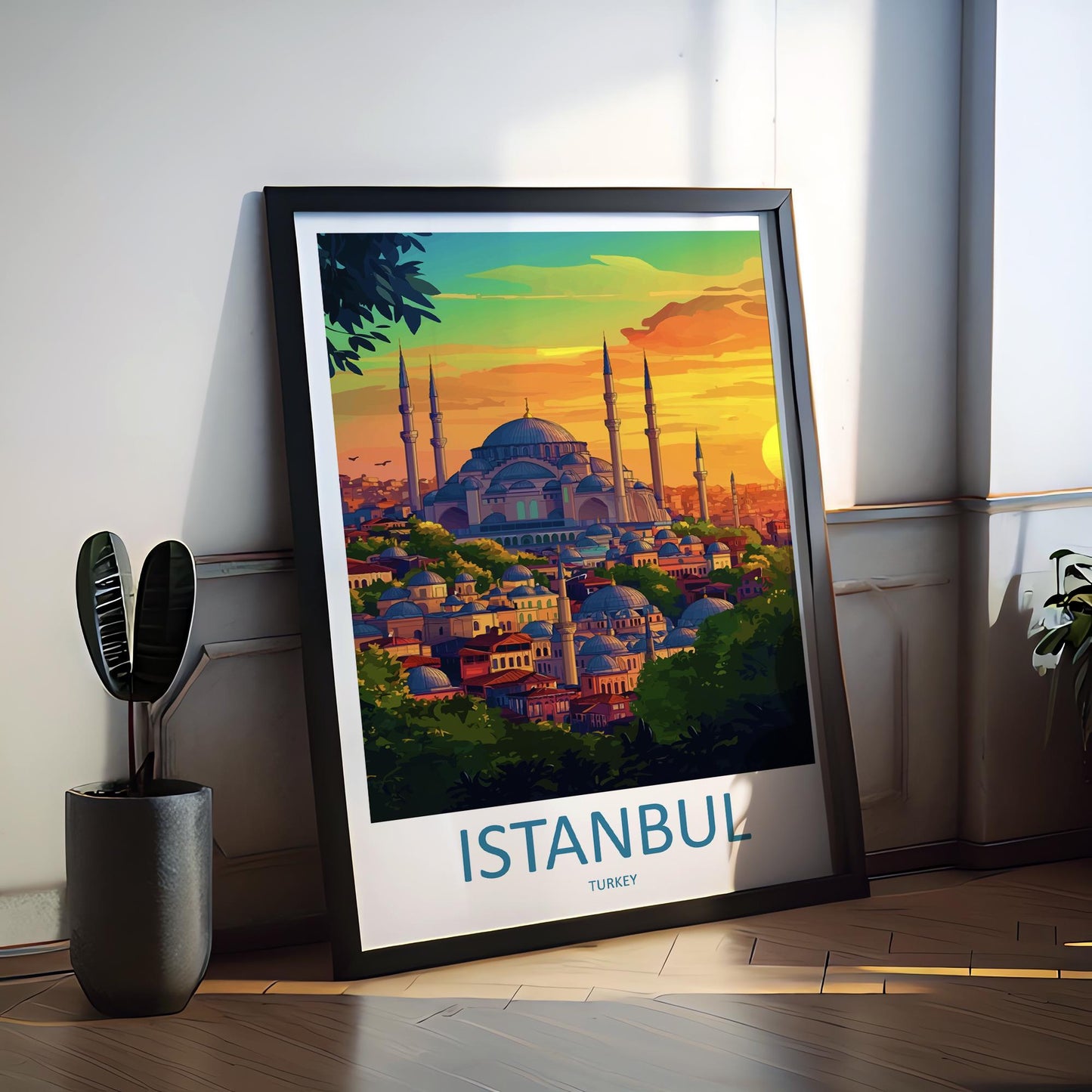 Istanbul Travel Print Turkey Wall Art Cityscape Poster Cultural Decor Gift for History Lover Bosphorus Landscape Art Print
