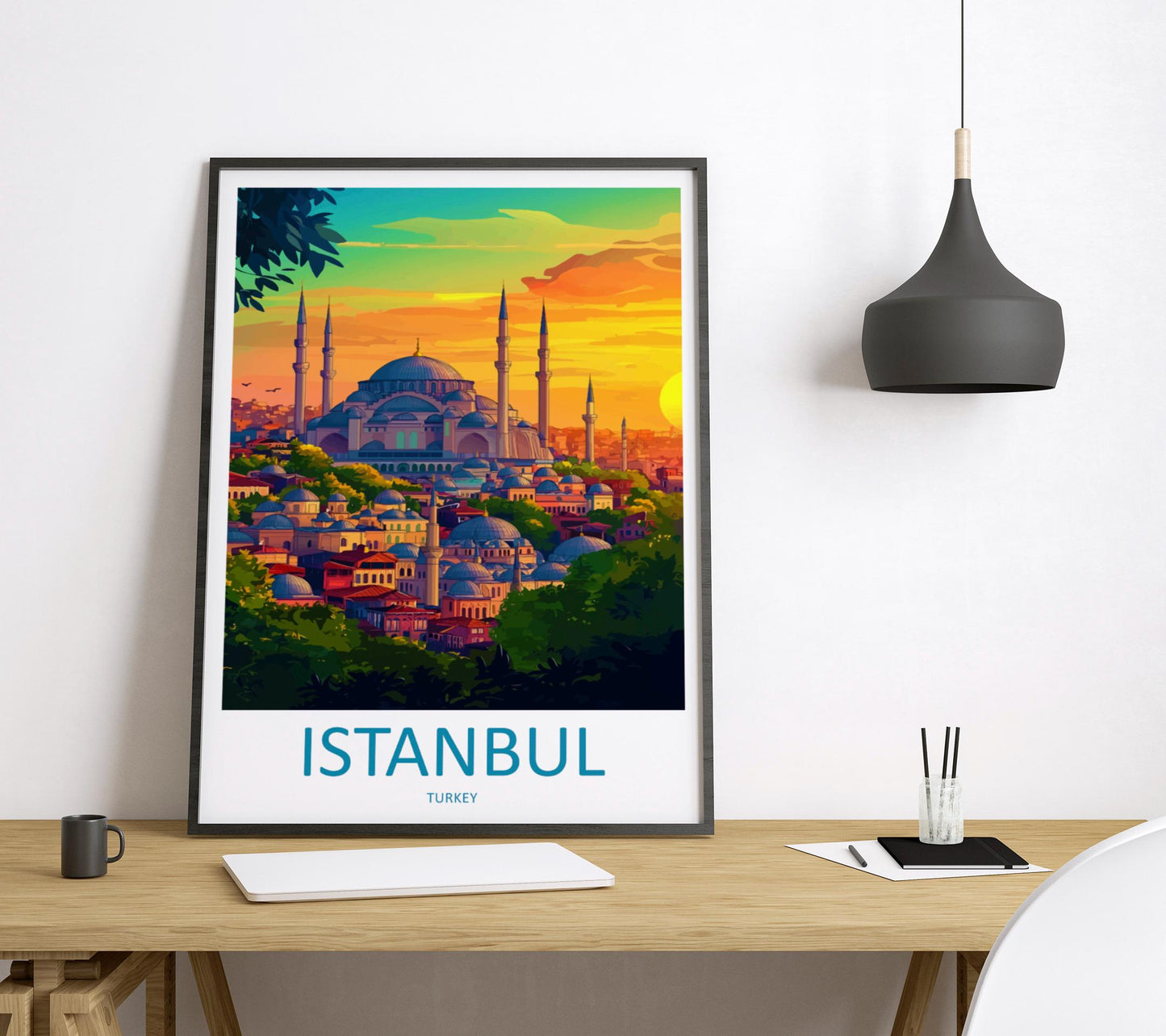 Istanbul Travel Print Turkey Wall Art Cityscape Poster Cultural Decor Gift for History Lover Bosphorus Landscape Art Print