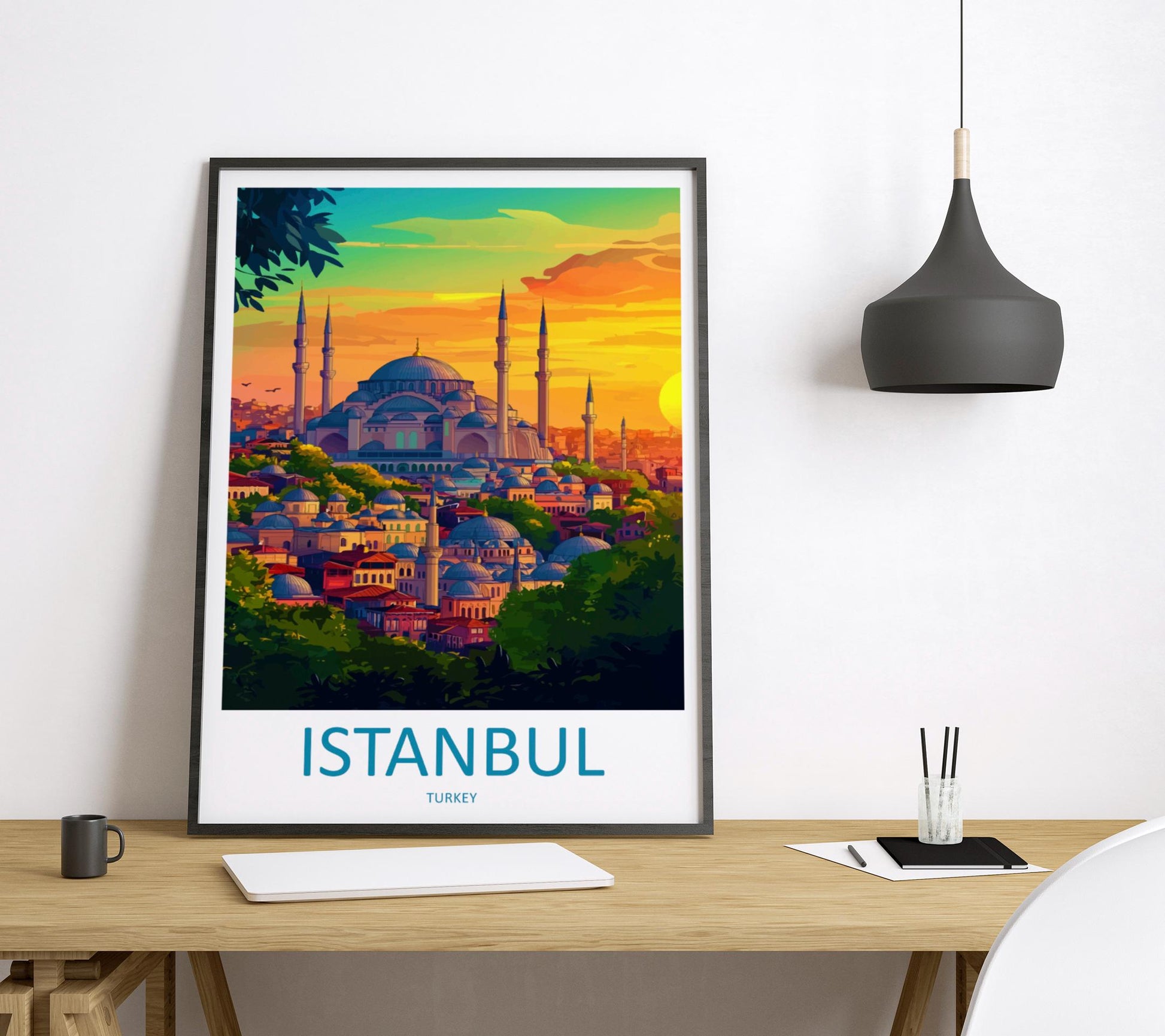Istanbul Travel Print Turkey Wall Art Cityscape Poster Cultural Decor Gift for History Lover Bosphorus Landscape Art Print