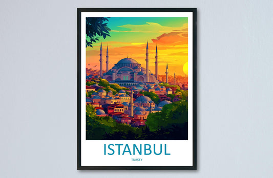 Istanbul Travel Print Turkey Wall Art Cityscape Poster Cultural Decor Gift for History Lover Bosphorus Landscape Art Print