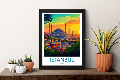 Istanbul Travel Print Turkey Wall Art Cityscape Poster Cultural Decor Gift for History Lover Bosphorus Landscape Art Print