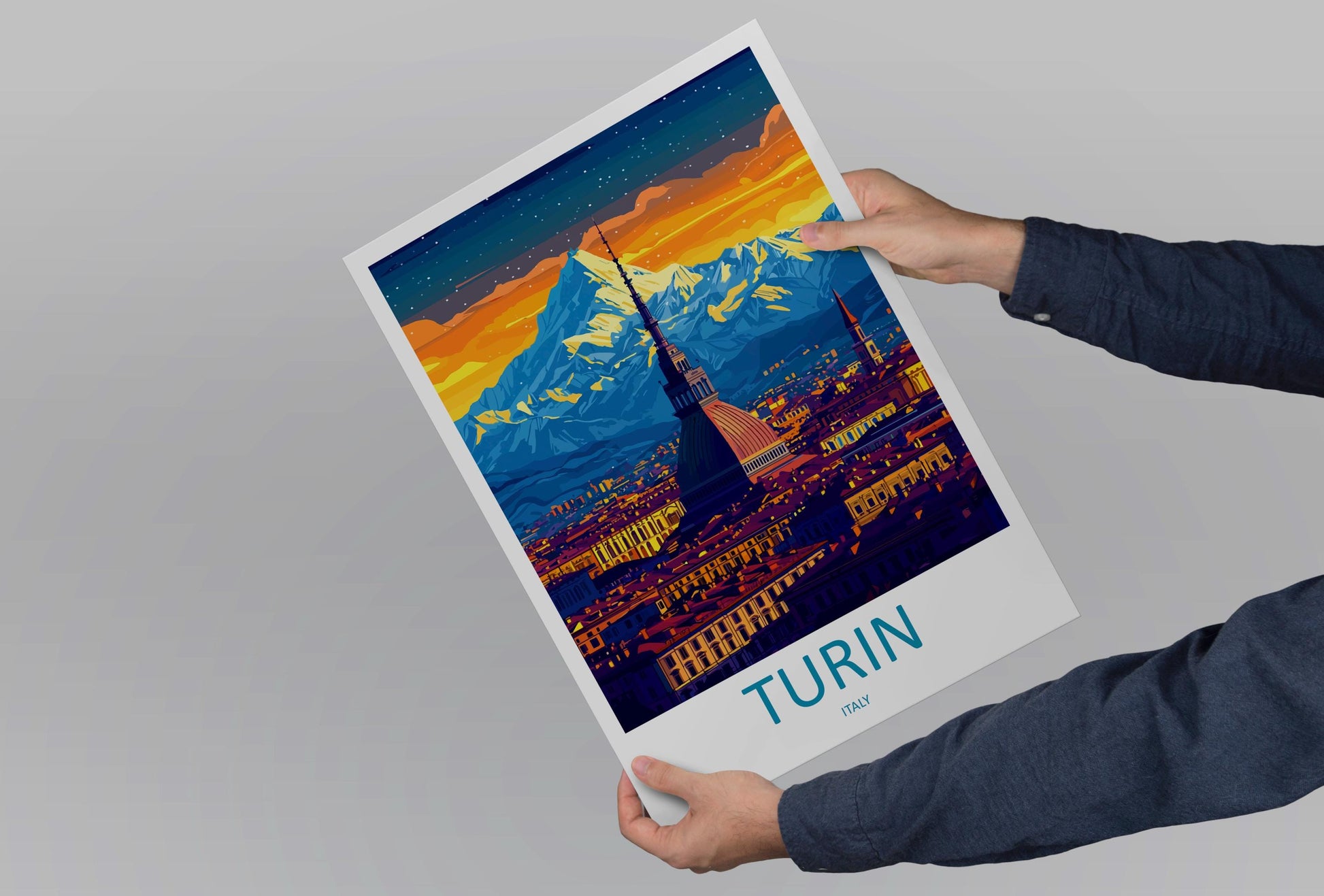 Turin Travel Print Italy Wall Art Cityscape Poster Historic Decor Gift for Architecture Lover Piedmont Landscape Art Print