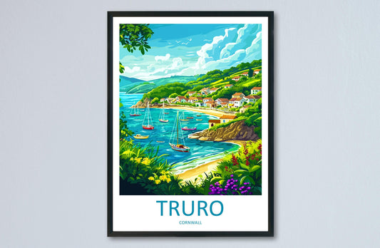Truro Travel Print Cornwall Wall Art Cityscape Poster Cathedral Decor Gift for UK Lover Historic Town Landscape Art Print
