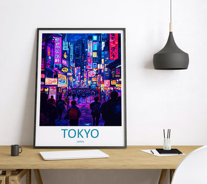Tokyo Travel Print Japan Wall Art Cityscape Poster Neon Decor Gift for Culture Lover Urban Skyline Landscape Art Print