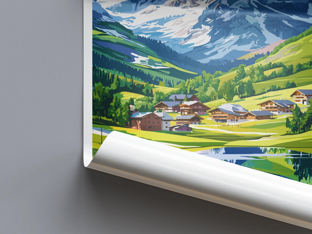 Tignes Travel Print France Wall Art Alpine Landscape Poster Ski Resort Decor Gift for Adventure Lover Mountain Scenery Art