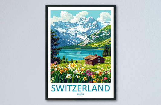 Switzerland Travel Print Swiss Wall Art Alpine Landscape Poster Nature Decor Gift for Mountain Lover Scenic Country Art Print