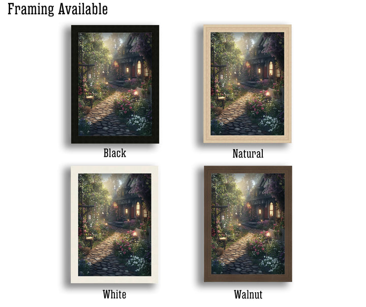 Vintage Fairy Village Print – Cottagecore Fantasy Wall Decor