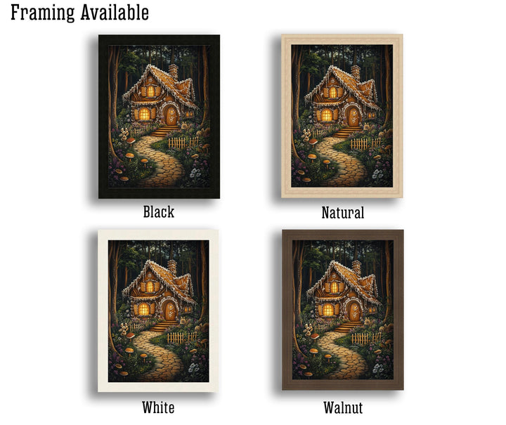 Gingerbread Cottage Print, Vintage Fairytale Art, Dark Academia Decor