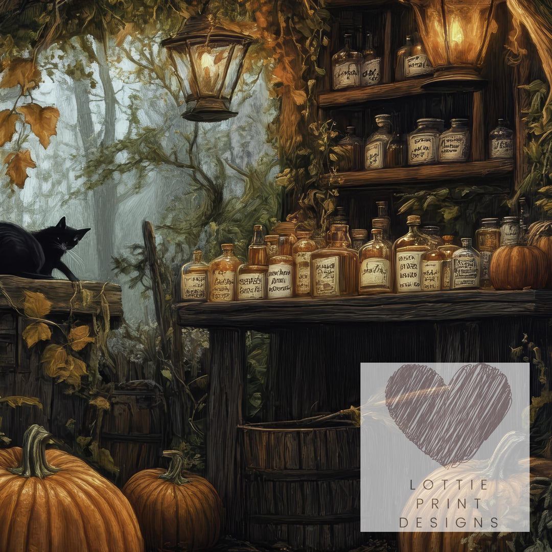 Pumpkin Apothecary Print | Vintage Cottagecore Witchy Wall Art