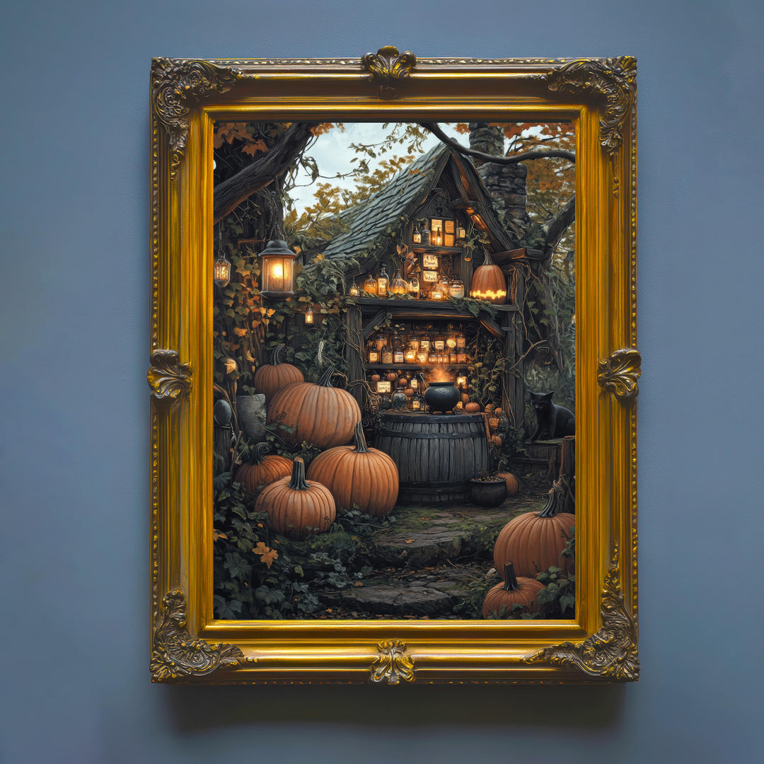 Pumpkin Patch Apothecary Print, Vintage Witchy Cottagecore Wall Art