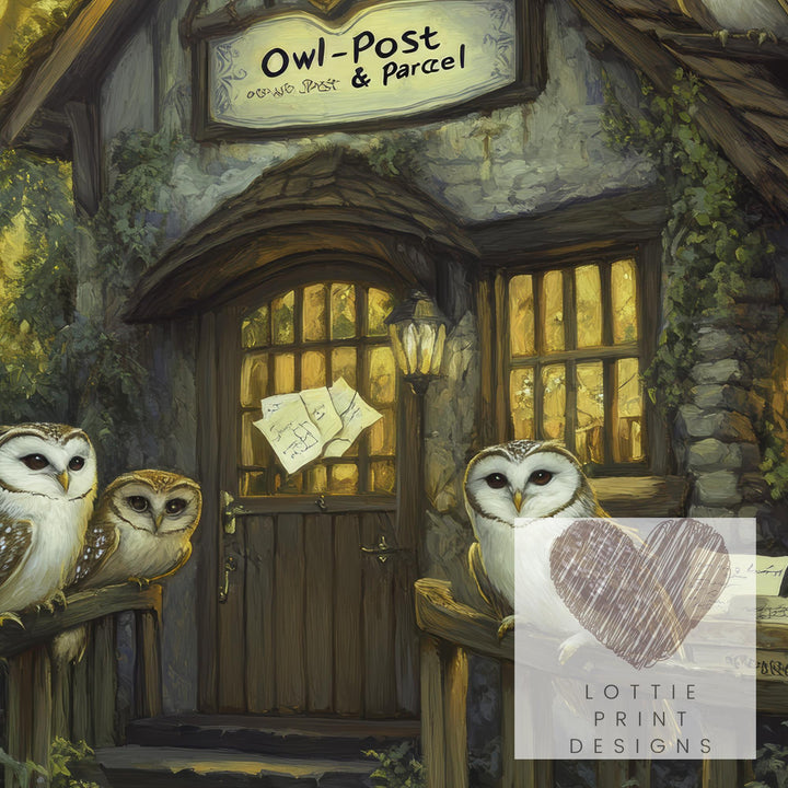 Owl Post Cottage Print, Vintage Witchy Art, Dark Academia Decor