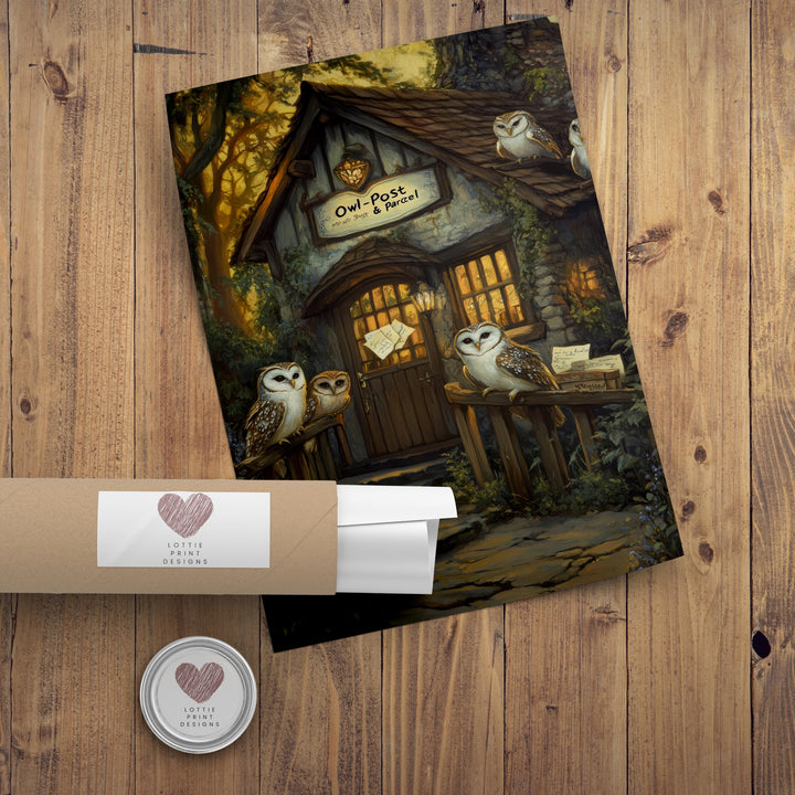 Owl Post Cottage Print, Vintage Witchy Art, Dark Academia Decor