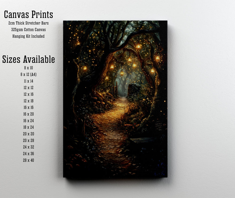 Firefly Forest Print, Vintage Cottagecore Nature Art