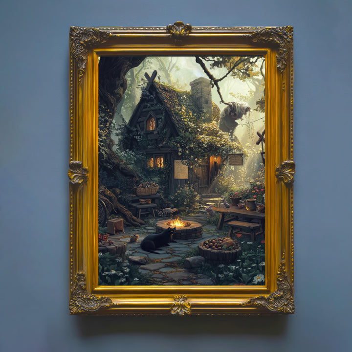 Witch's Cottage Print | Vintage Witchy Art, Dark Academia Decor
